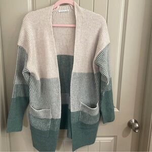 Staccato Cream and Green Colorblock Cardigan